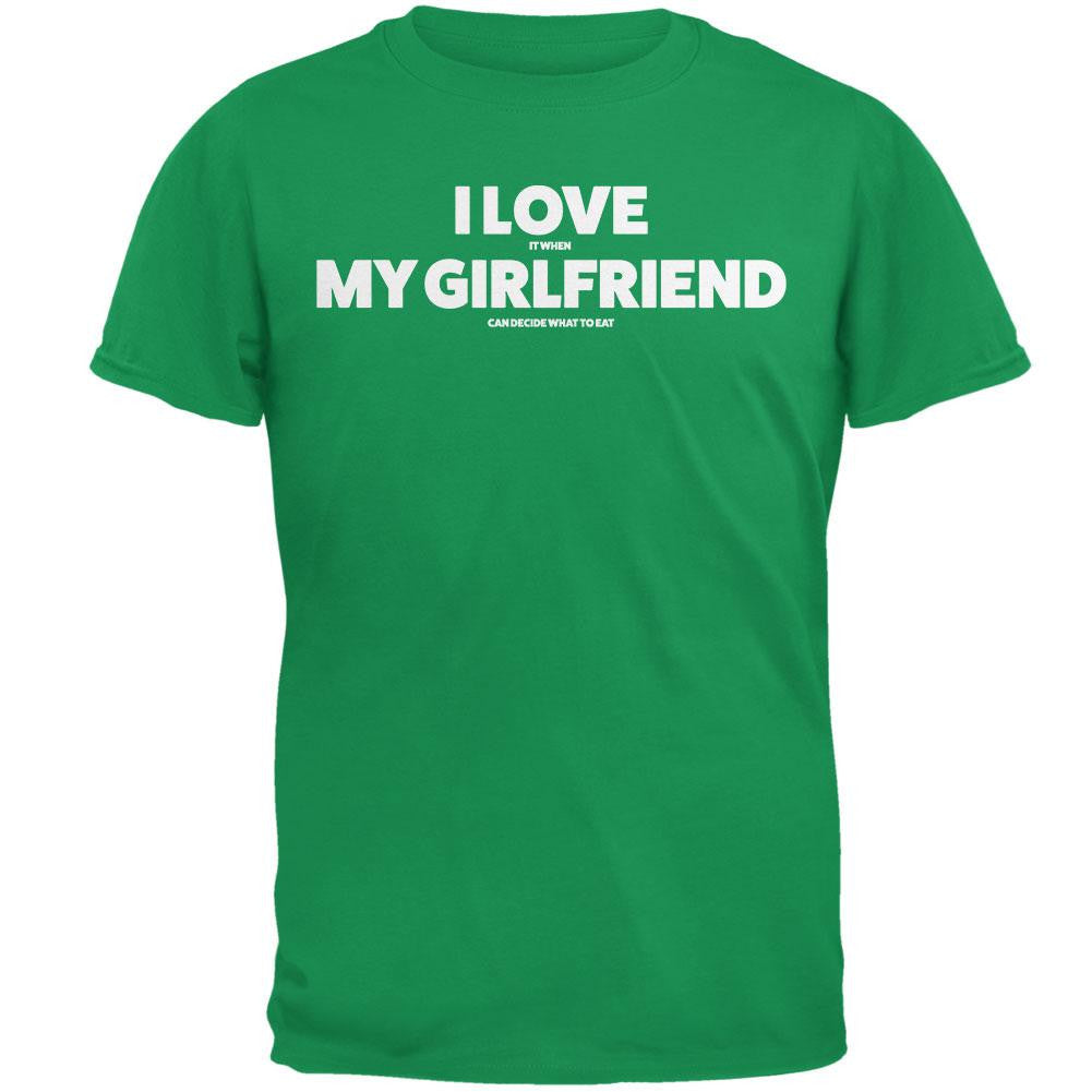 Valentines I Love My Girlfriend What to Eat Irish Green Adult T-Shirt Men's T-Shirts Old Glory 2XL Green 