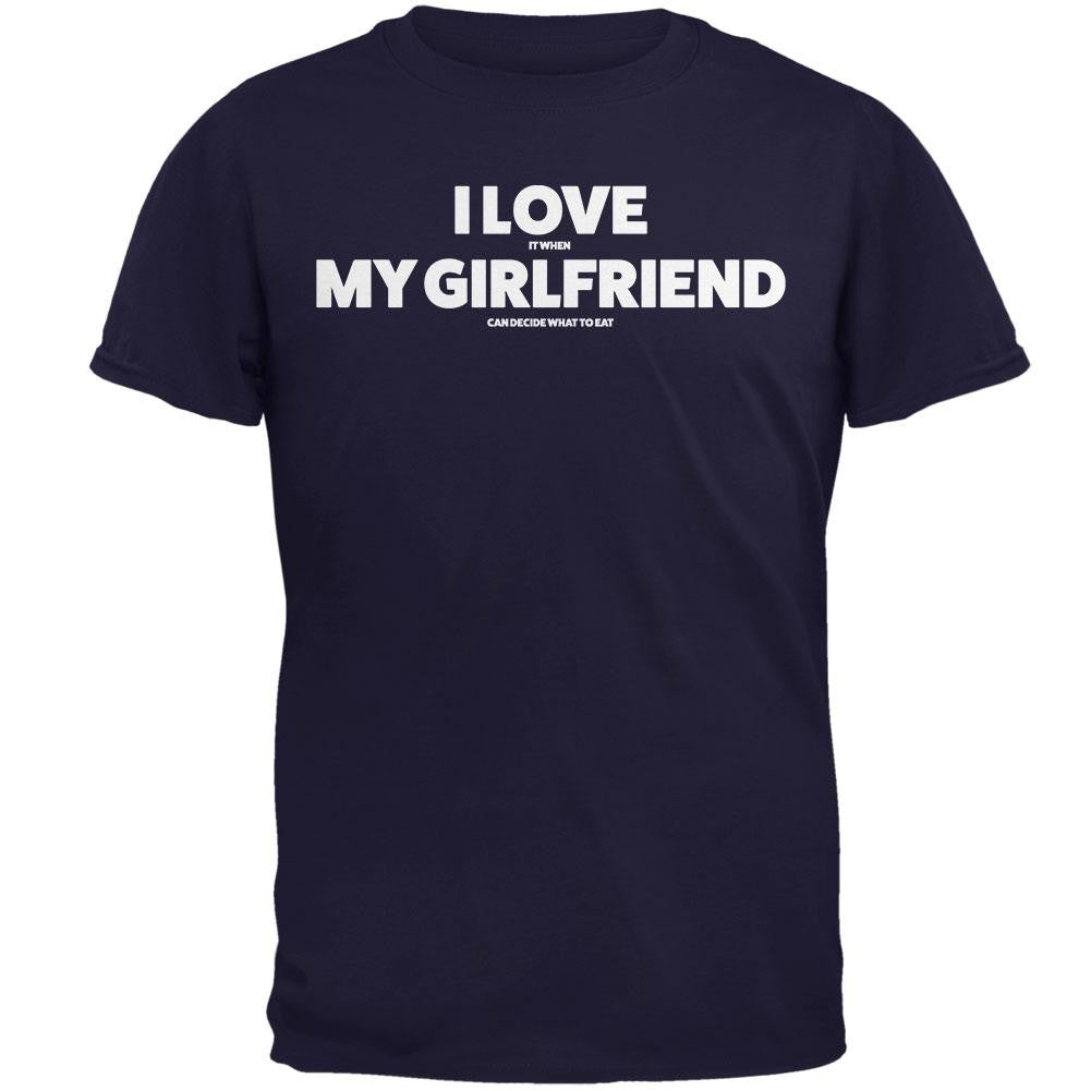 Valentines I Love My Girlfriend What to Eat Navy Adult T-Shirt Men's T-Shirts Old Glory 2XL Blue 