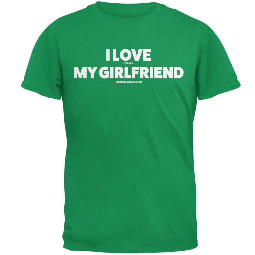 Valentines I Love My Girlfriend Sammich Irish Green Adult T-Shirt Men's T-Shirts Old Glory 2XL Green 