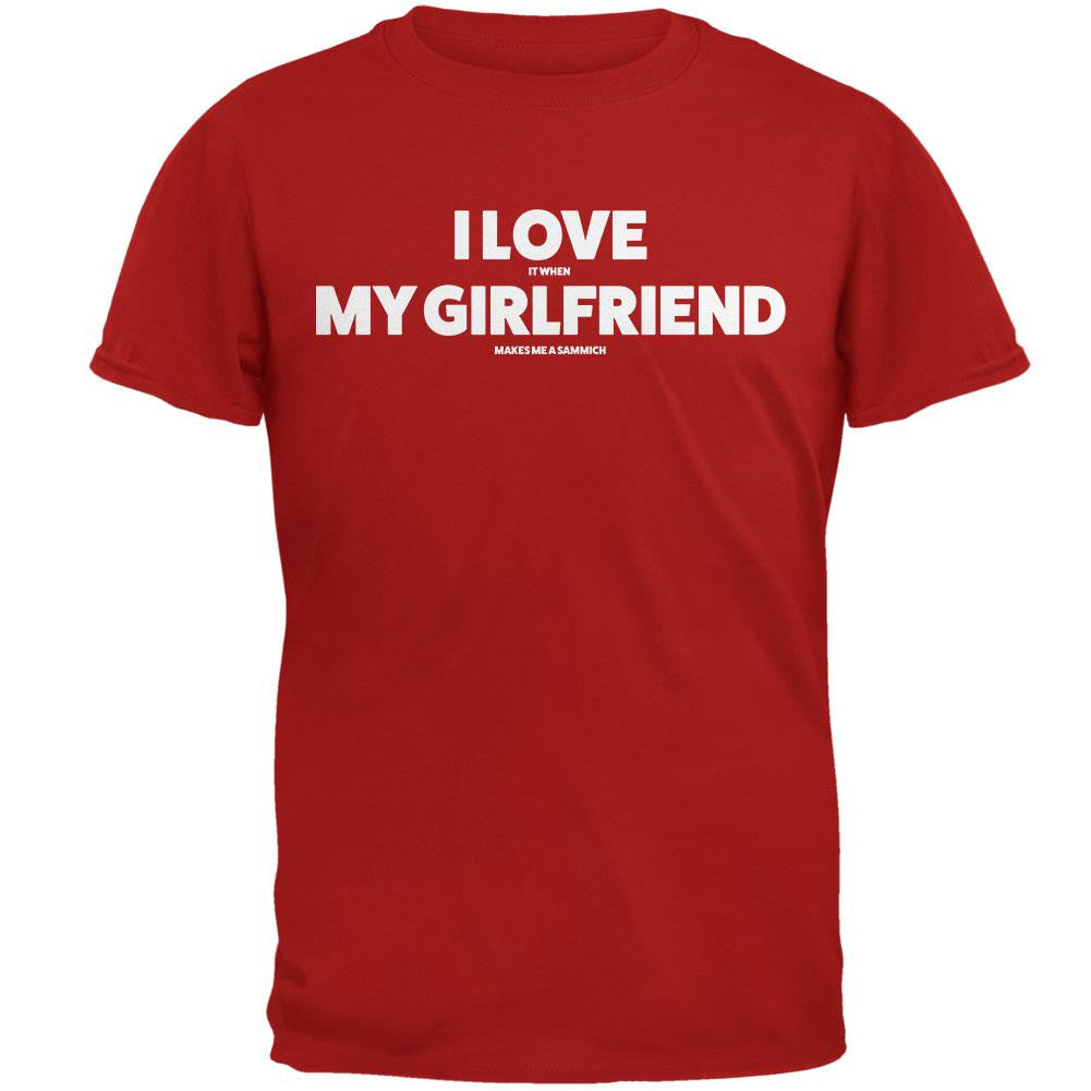 Valentines I Love My Girlfriend Sammich Red Adult T-Shirt Men's T-Shirts Old Glory 2XL Red 