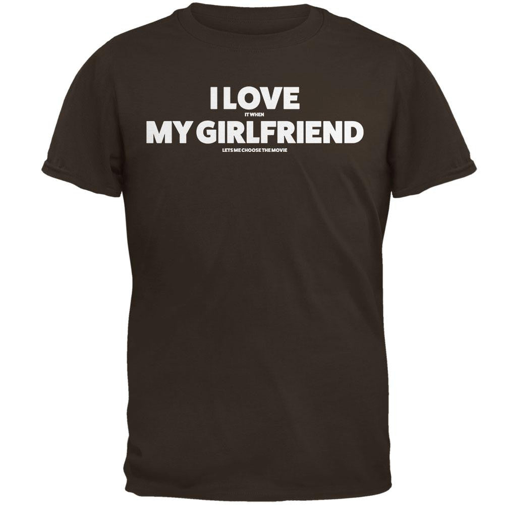 Valentines I Love My Girlfriend Movie Brown Adult T-Shirt Men's T-Shirts Old Glory 2XL Brown 