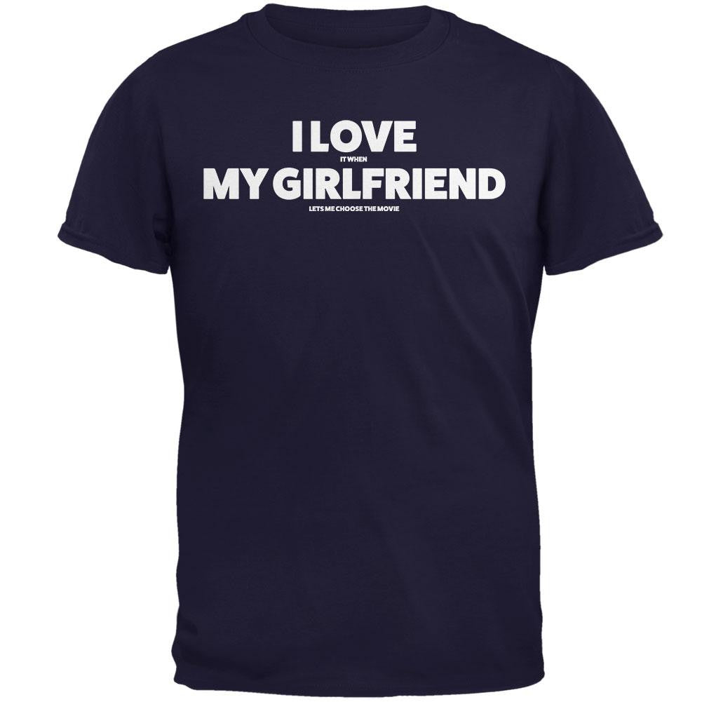 Valentines I Love My Girlfriend Movie Navy Adult T-Shirt Men's T-Shirts Old Glory 2XL Blue 