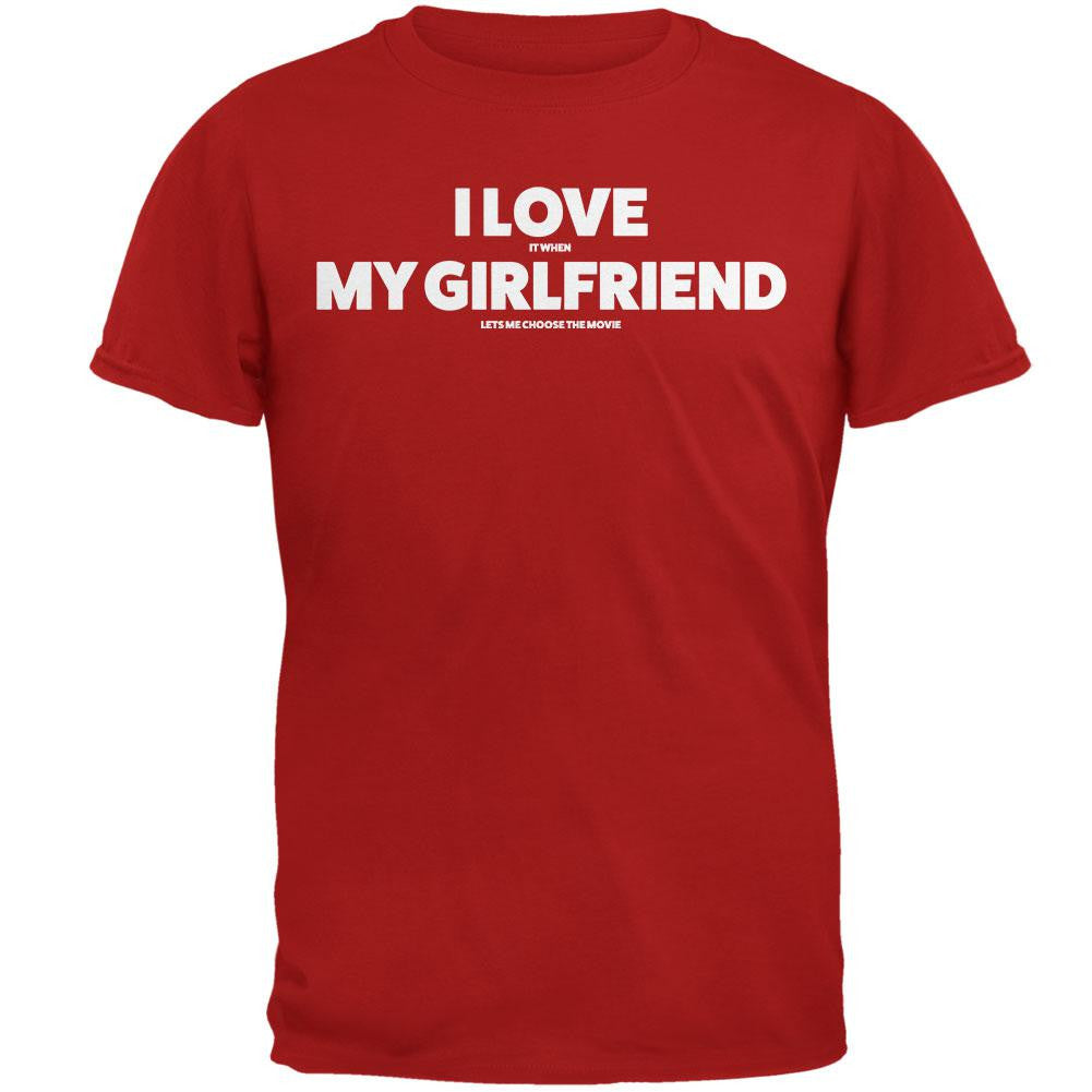 Valentines I Love My Girlfriend Movie Red Adult T-Shirt Men's T-Shirts Old Glory 2XL Red 