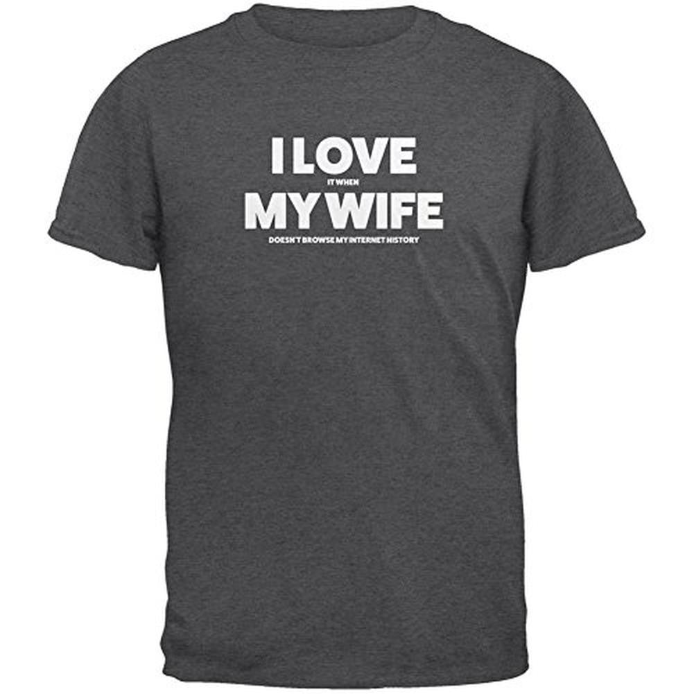 Valentines I Love My Wife Internet History Dark Heather Adult T-Shirt Men's T-Shirts Old Glory 2XL Grey 