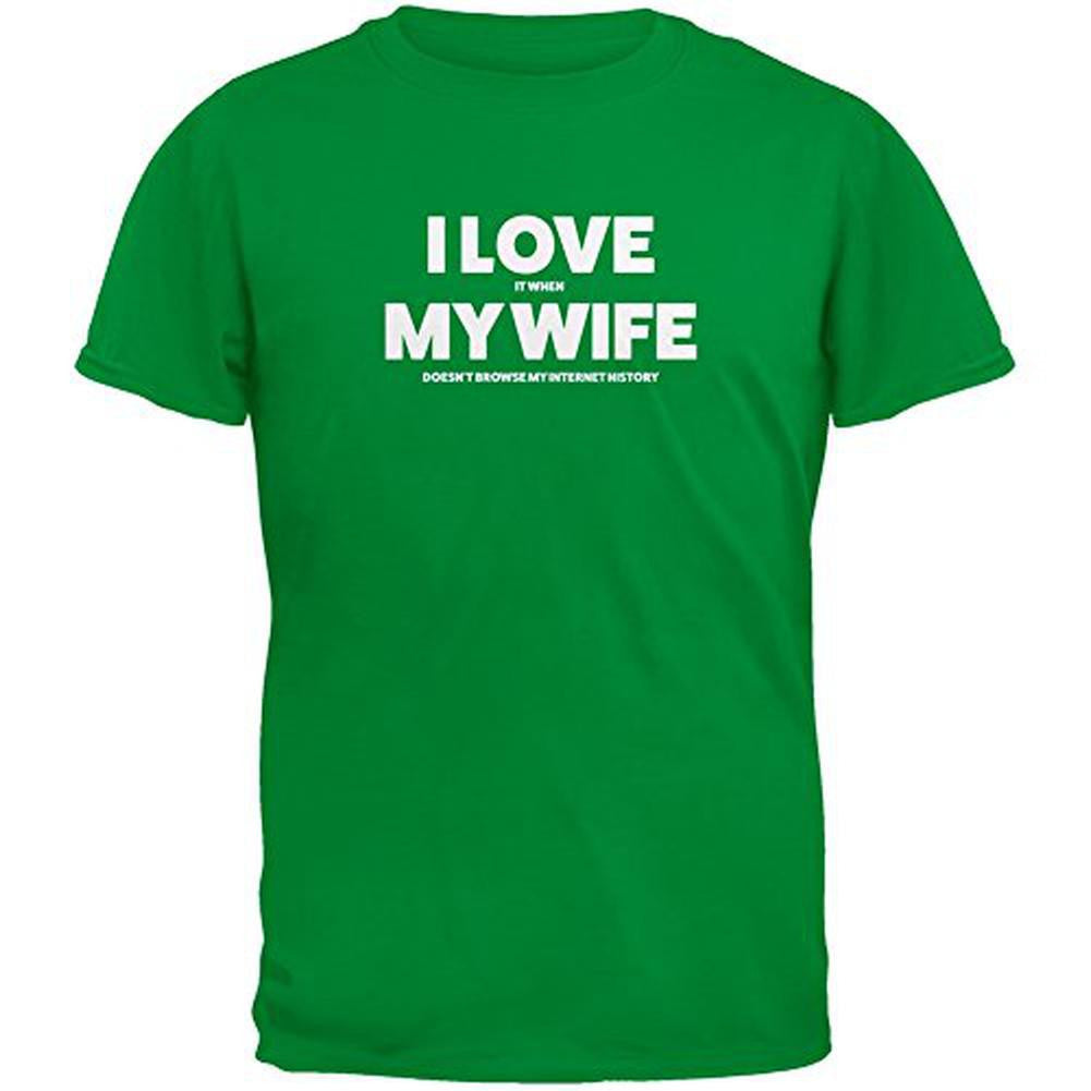 Valentines I Love My Wife Internet History Irish Green Adult T-Shirt Men's T-Shirts Old Glory 2XL Green 