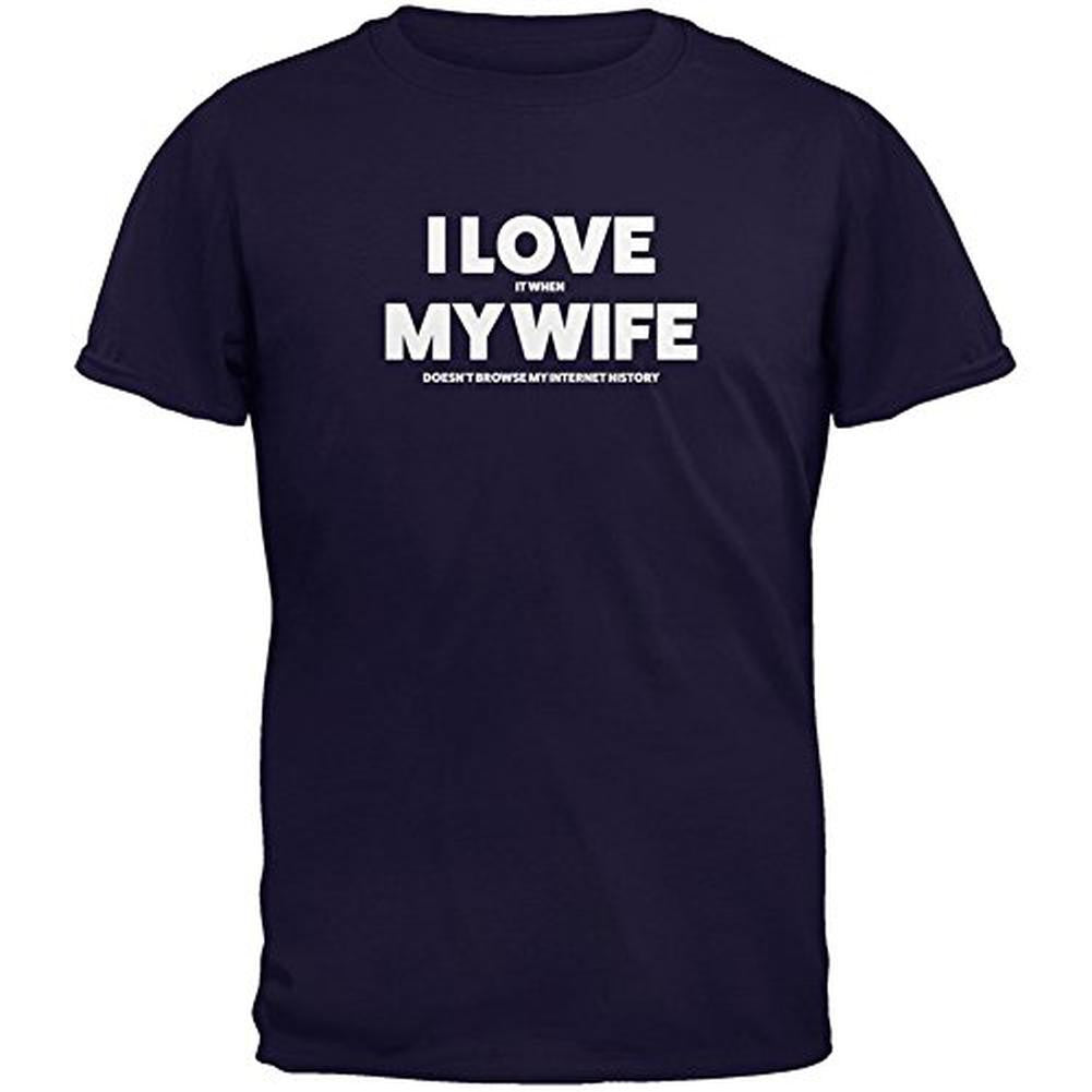 Valentines I Love My Wife Internet History Navy Adult T-Shirt Men's T-Shirts Old Glory 2XL Blue 