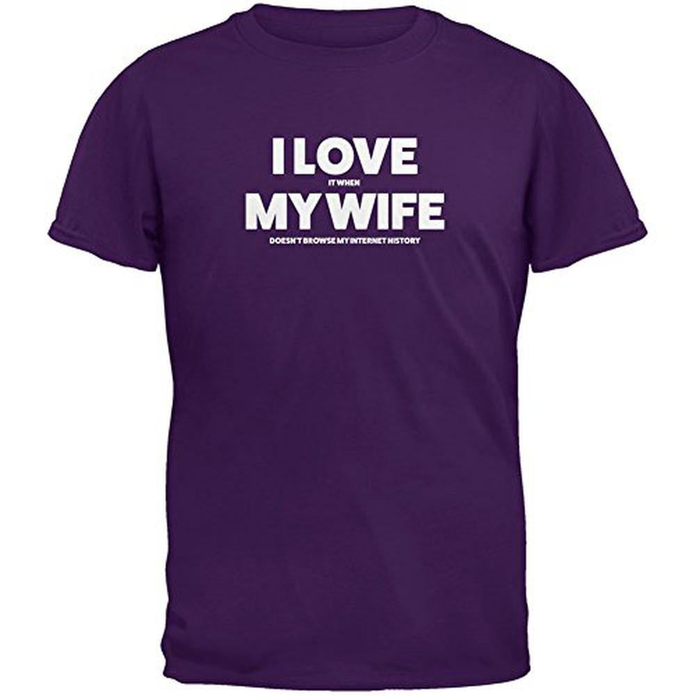 Valentines I Love My Wife Internet History Purple Adult T-Shirt Men's T-Shirts Old Glory 2XL Purple 