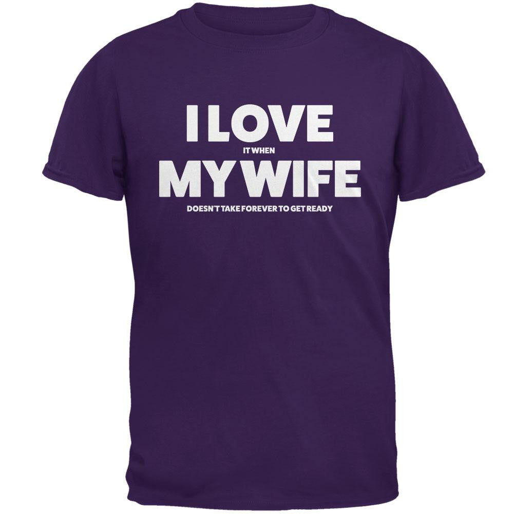 Valentines I Love My Wife Getting Ready Purple Adult T-Shirt Men's T-Shirts Old Glory 2XL Purple 