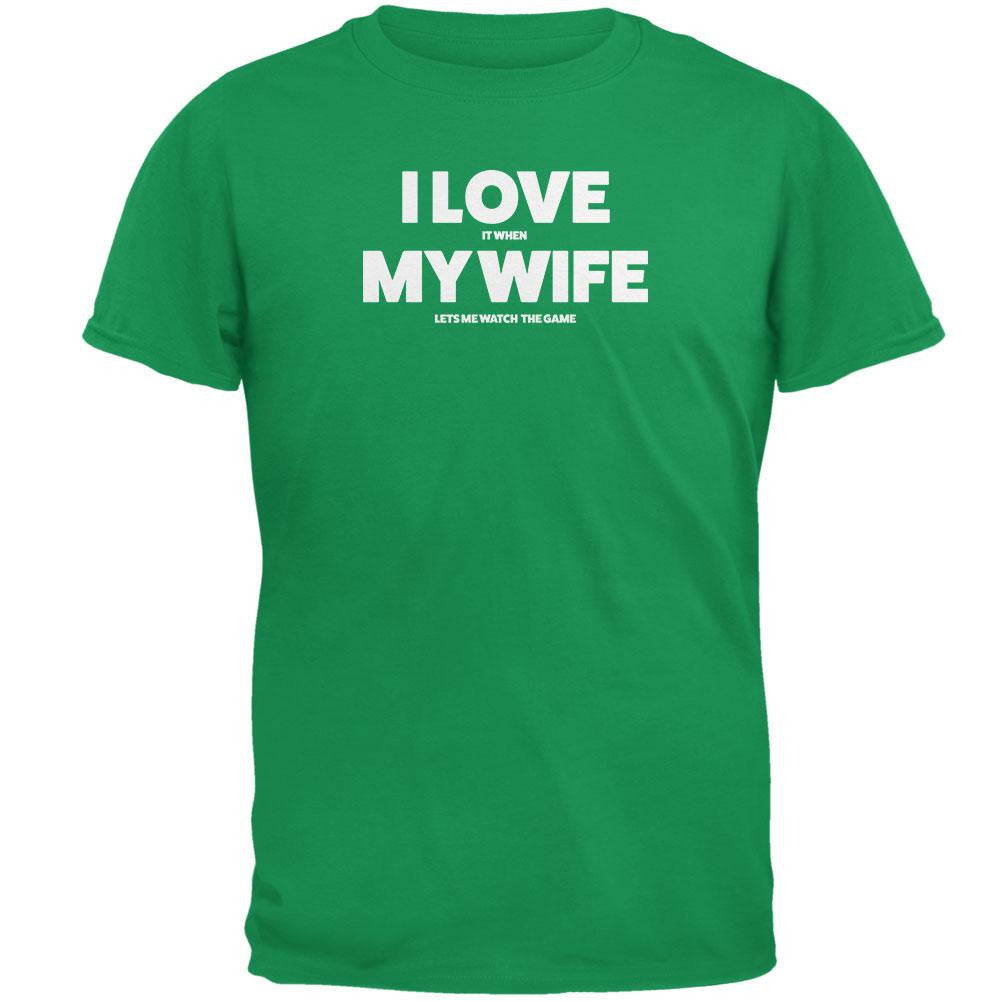 Valentines I Love My Wife The Game Irish Green Adult T-Shirt Men's T-Shirts Old Glory SM Green 