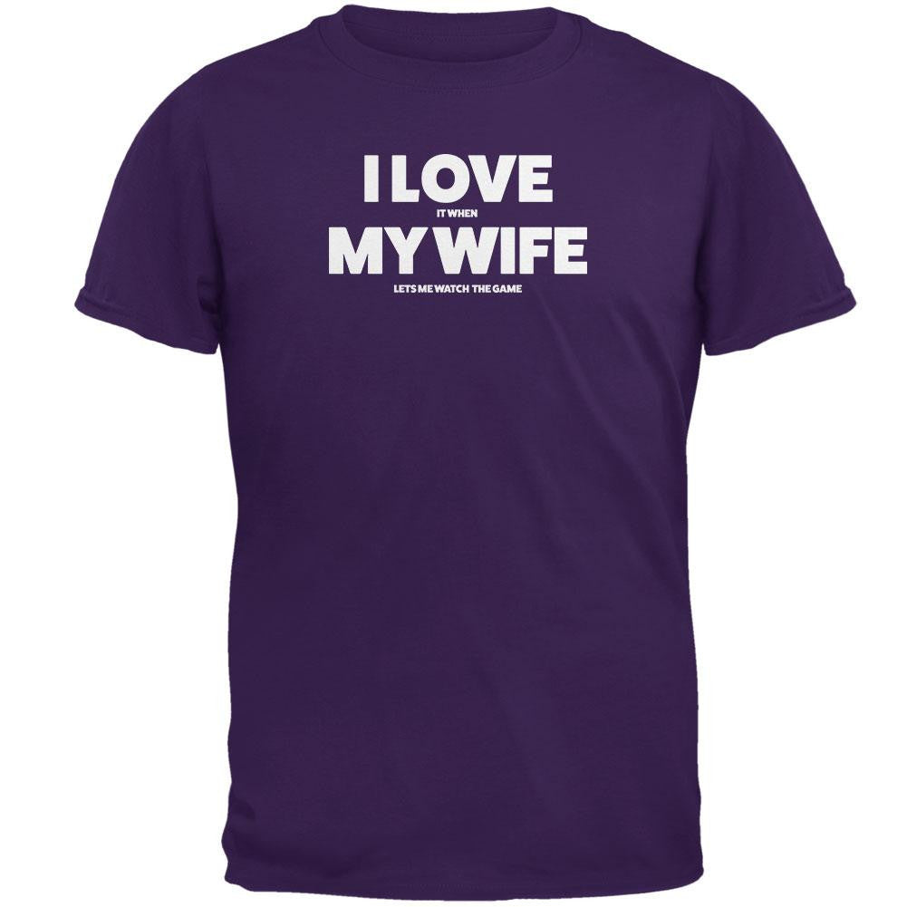 Valentines I Love My Wife The Game Purple Adult T-Shirt Men's T-Shirts Old Glory 2XL Purple 