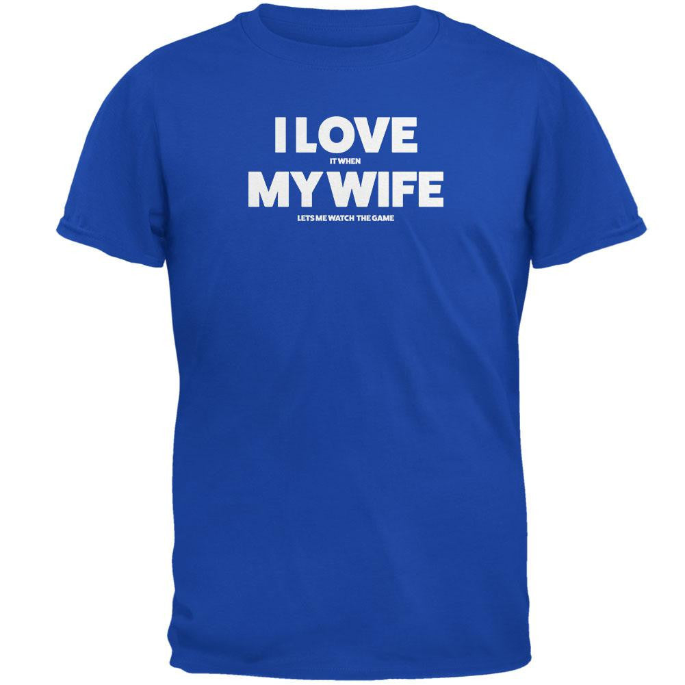 Valentines I Love My Wife The Game Royal Adult T-Shirt Men's T-Shirts Old Glory 2XL Blue 