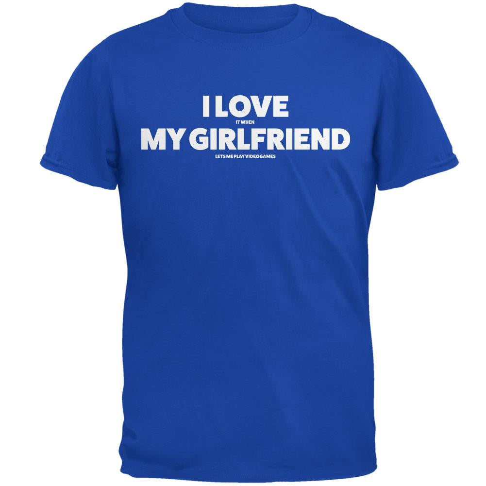 Valentines I Love My Fiancee Video Games Royal Adult T-Shirt Men's T-Shirts Old Glory 2XL Blue 