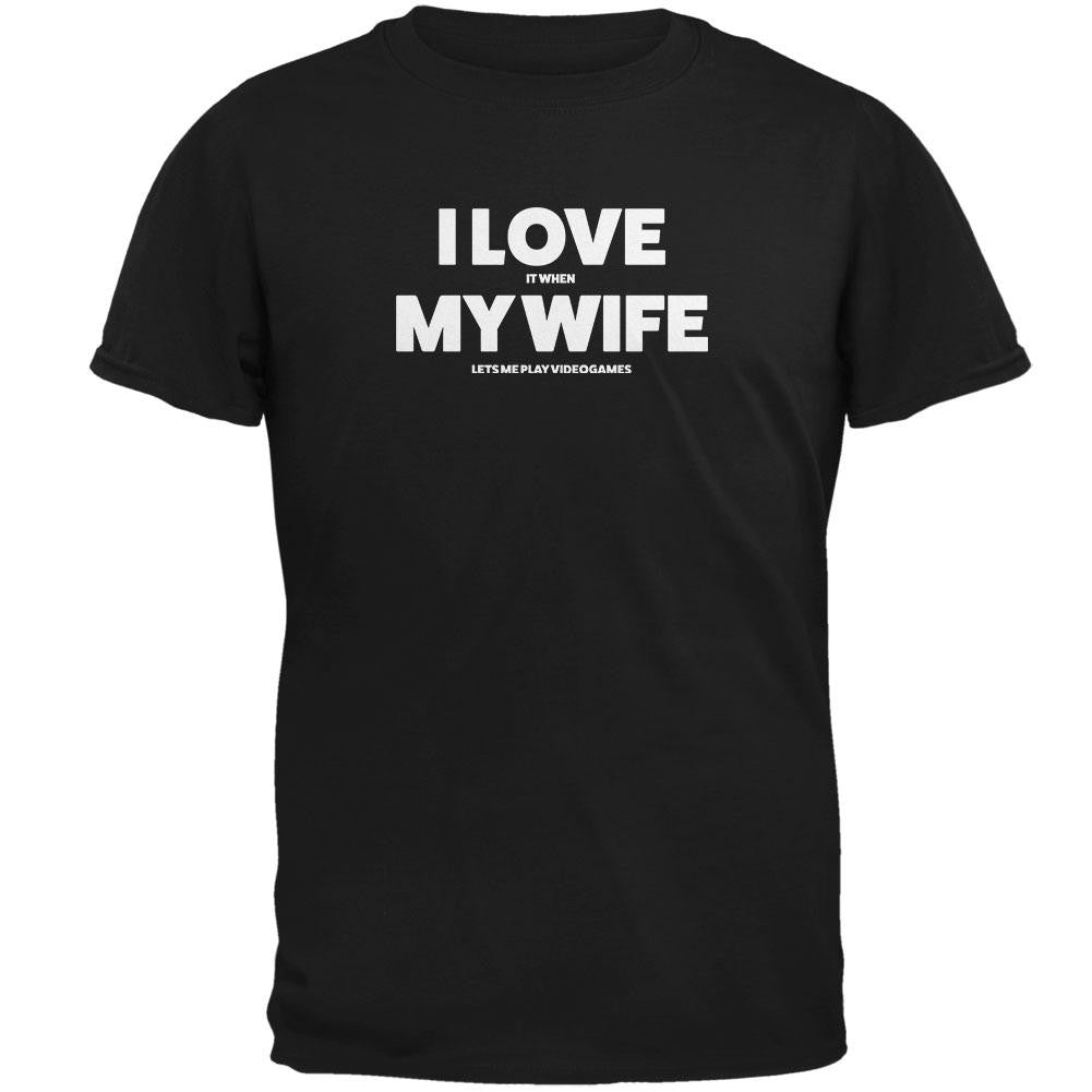 Valentines I Love My Wife Video Games Black Adult T-Shirt Men's T-Shirts Old Glory 2XL Black 