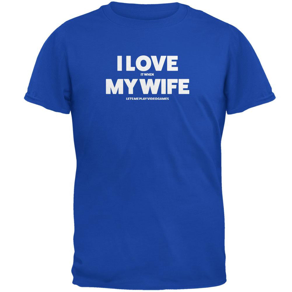 Valentines I Love My Wife Video Games Royal Adult T-Shirt Men's T-Shirts Old Glory 2XL Blue 