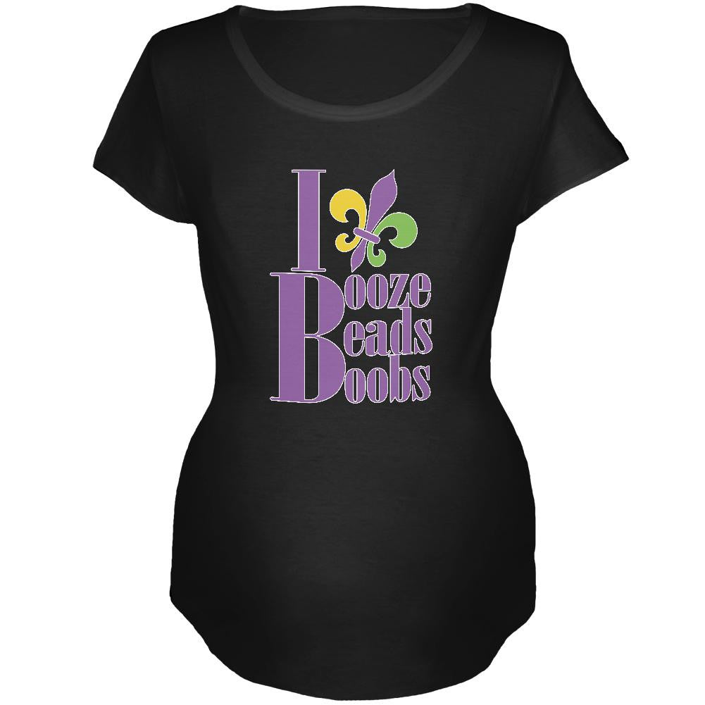 Mardi Gras Booze Beads Boobs Black Maternity Soft T-Shirt Maternity T-Shirts Old Glory 2XL Black 