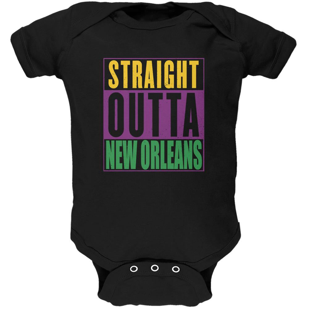 Mardi Gras Straight Outta New Orleans Black Soft Baby One Piece Baby One Piece Old Glory 0-3M Black 