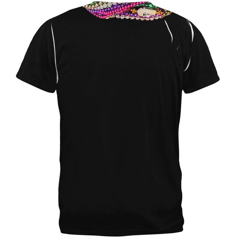 Mardi Gras Beads Black All Over Adult T-Shirt Men's T-Shirts Old Glory   