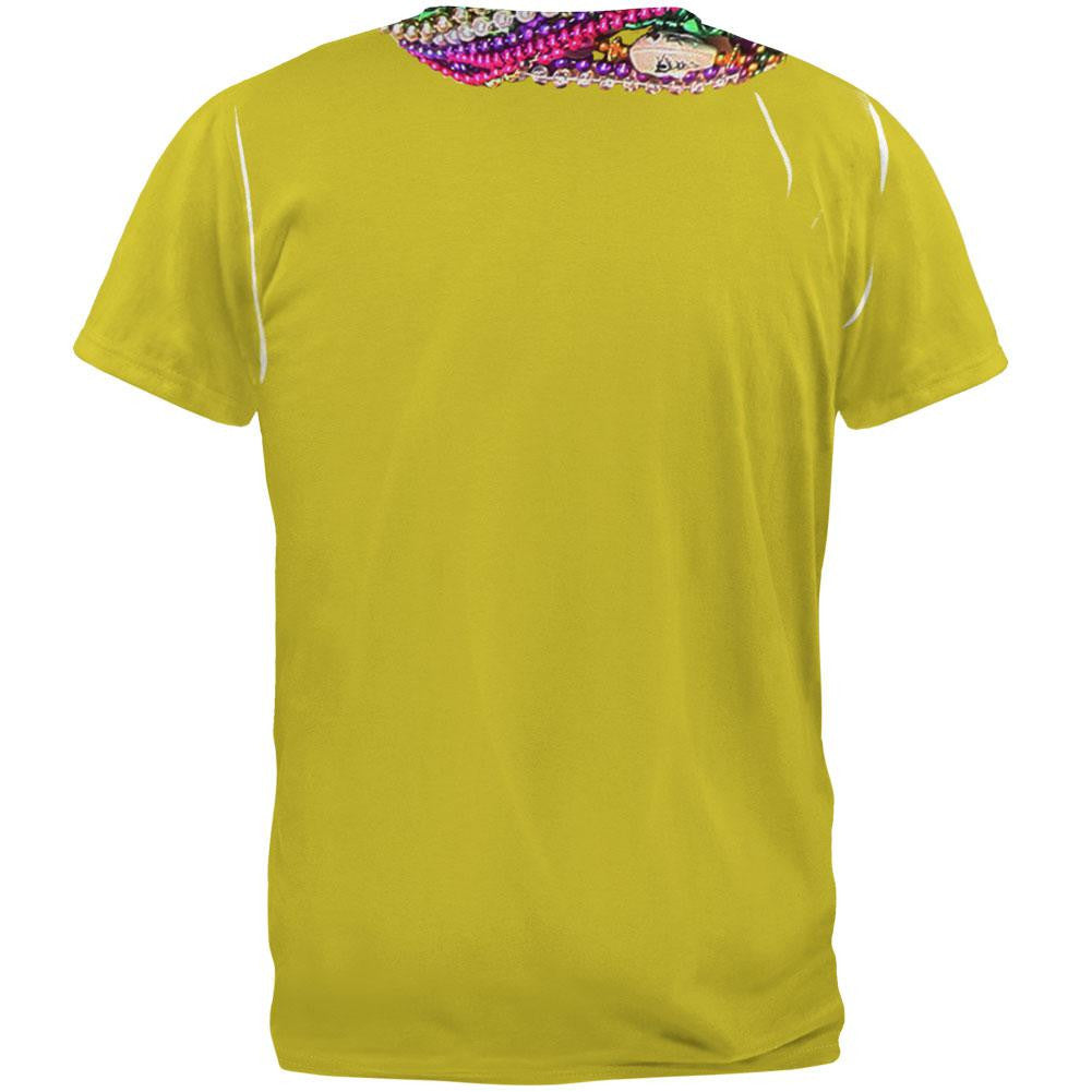 Mardi Gras Beads Yellow All Over Adult T-Shirt Men's T-Shirts Old Glory   