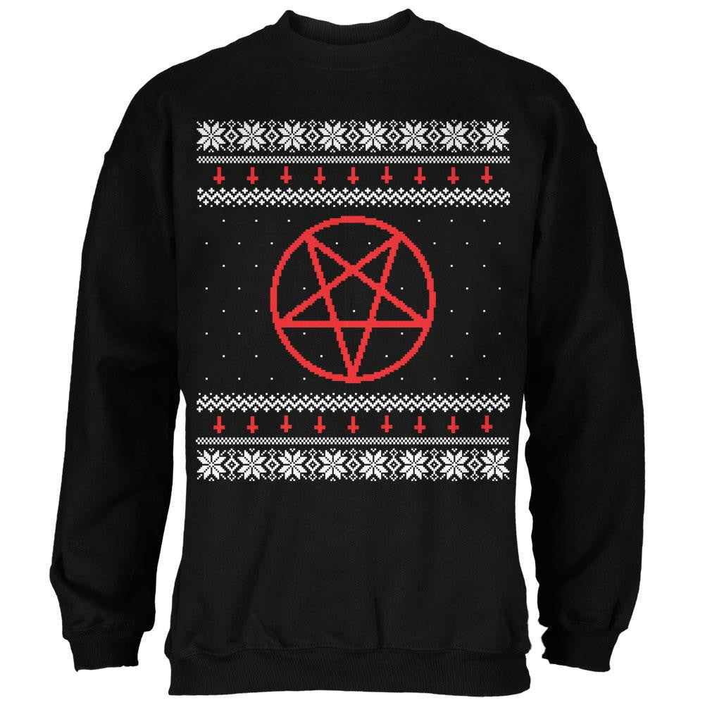 Satanic Pentagram Ugly Christmas Sweater Black Adult Sweatshirt Men's Sweatshirts Old Glory 2XL Black 