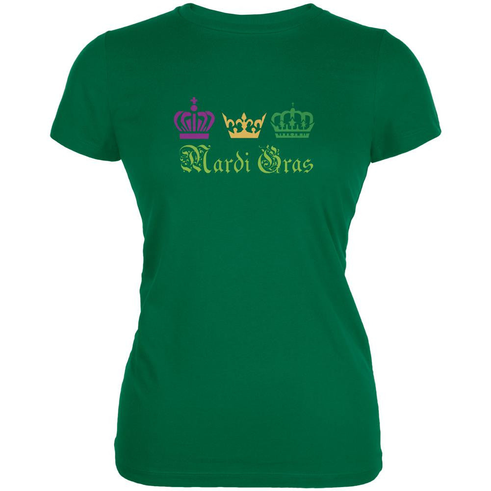 Mardi Gras Crowns Kelly Green Juniors Soft T-Shirt Juniors T-Shirts Old Glory 2XL Green 