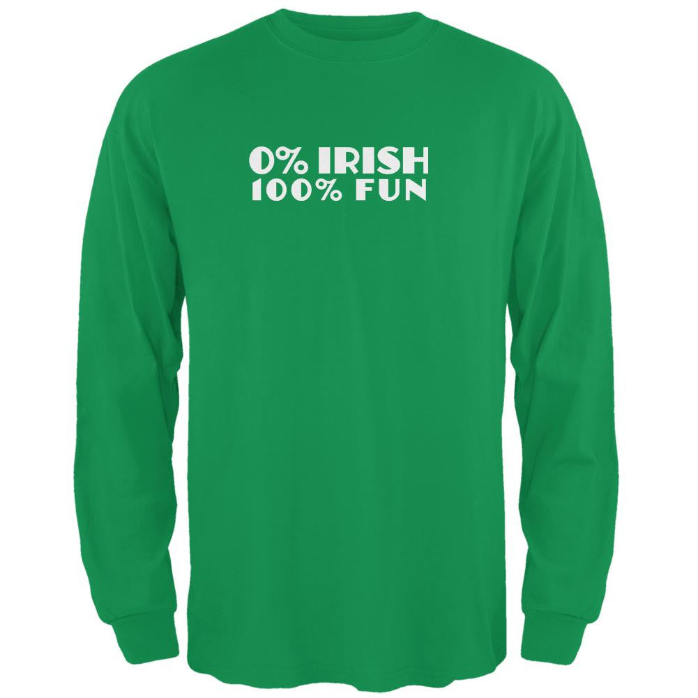 St. Patricks Day 100% Fun Irish Green Adult Long Sleeve T-Shirt Men's Long Sleeves Old Glory 2XL Green 