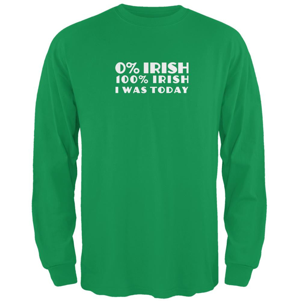 St. Patricks Day 100% Irish I Was Irish Green Adult Long Sleeve T-Shirt Men's Long Sleeves Old Glory 2XL Green 