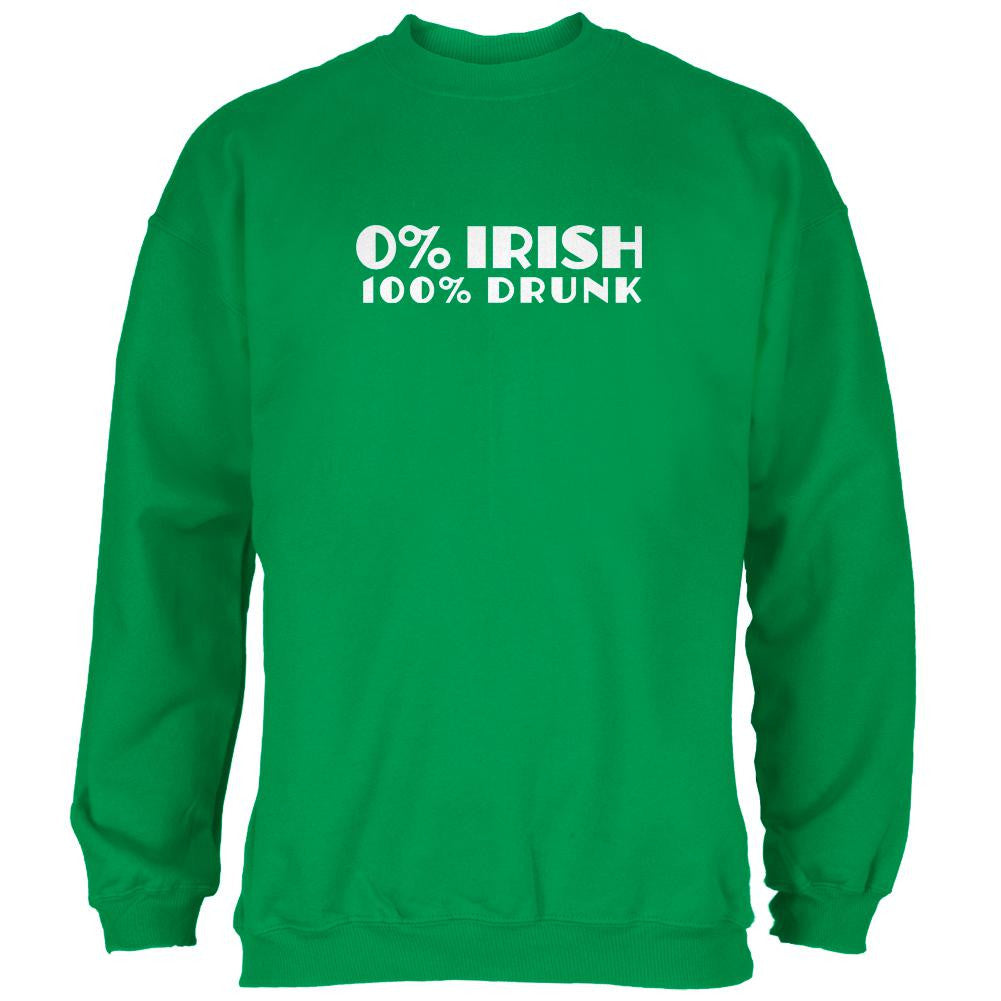 St. Patricks Day 100% Drunk Irish Green Adult Sweatshirt Men's Sweatshirts Old Glory 2XL Green 