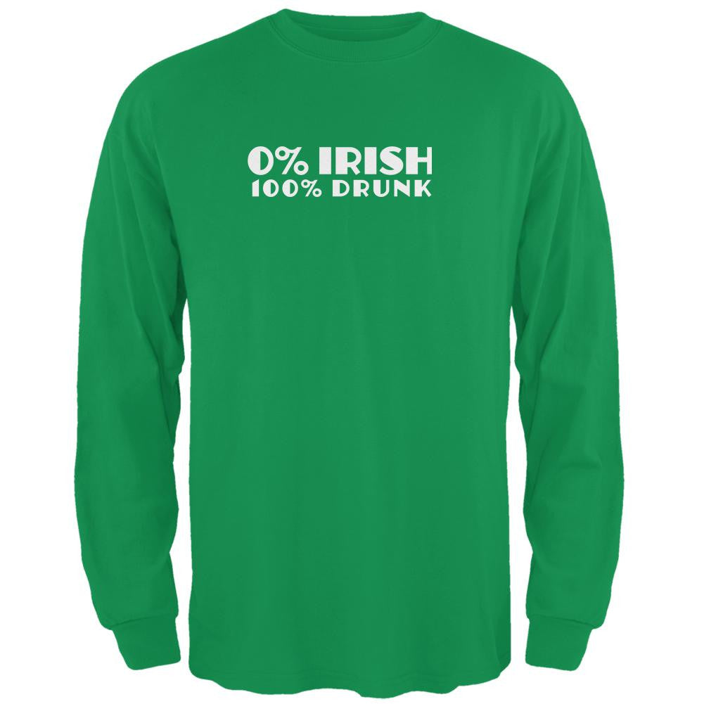 St. Patricks Day 100% Drunk Irish Green Adult Long Sleeve T-Shirt Men's Long Sleeves Old Glory 2XL Green 