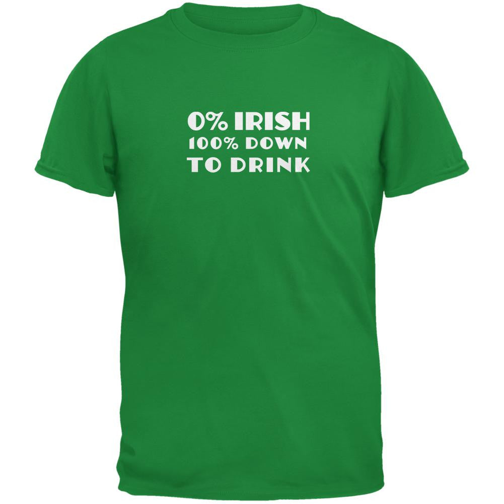 St. Patricks Day 100% Down to Drink Irish Green Adult T-Shirt Men's T-Shirts Old Glory 2XL Green 