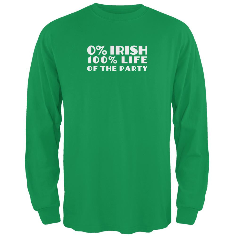 St. Patricks Day 100% Life of Party Irish Green Adult Long Sleeve T-Shirt Men's Long Sleeves Old Glory 2XL Green 