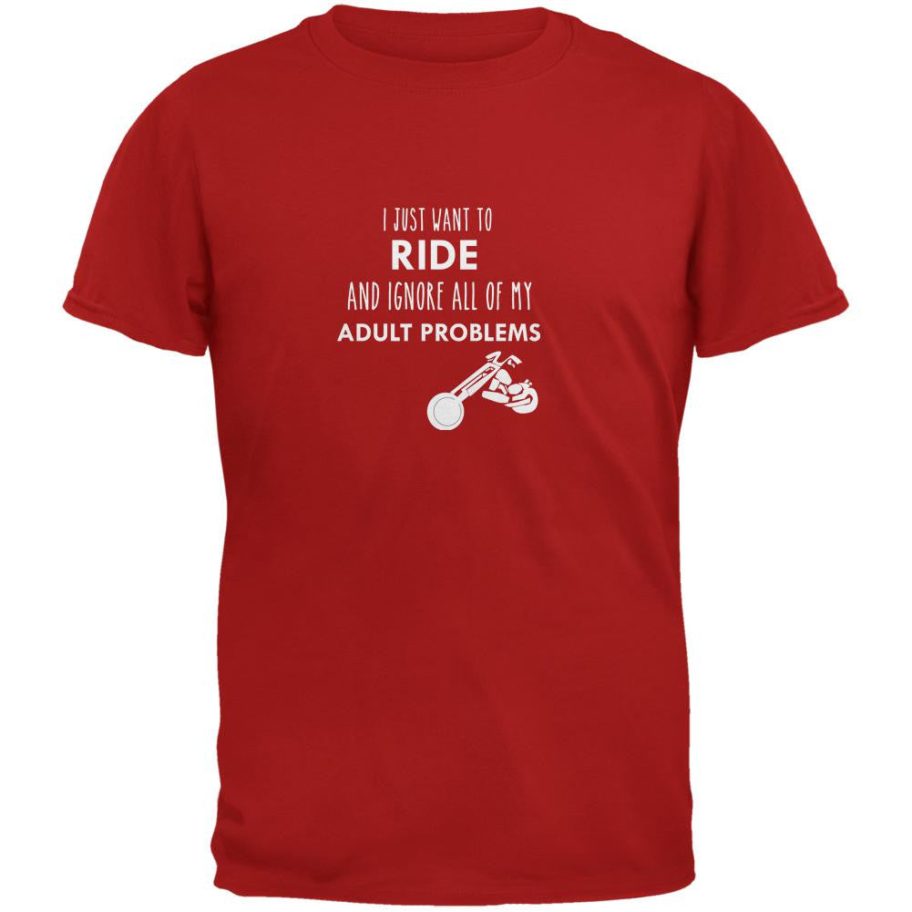 I Just Want to Ride Red Adult T-Shirt Men's T-Shirts Old Glory 2XL Red 