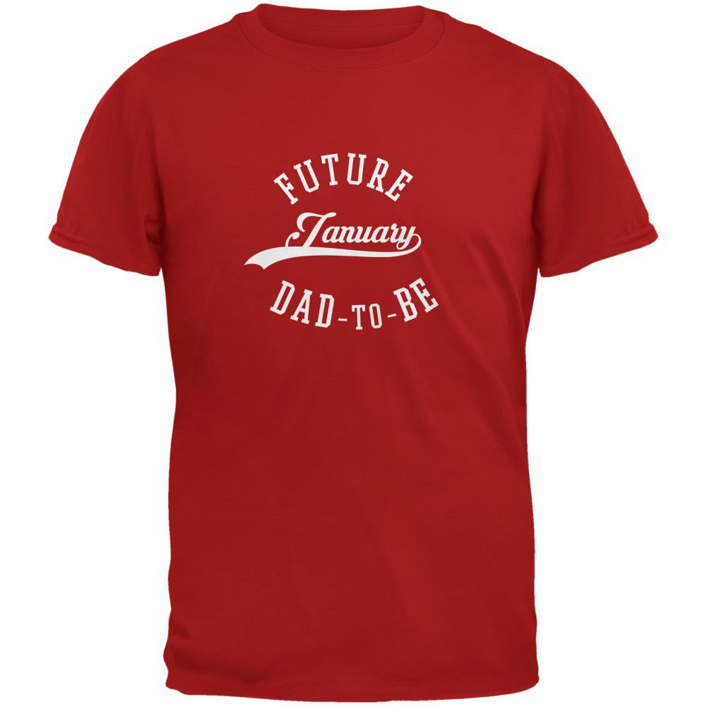 January Dad to Be Red Adult T-Shirt Men's T-Shirts Old Glory 2XL Red 