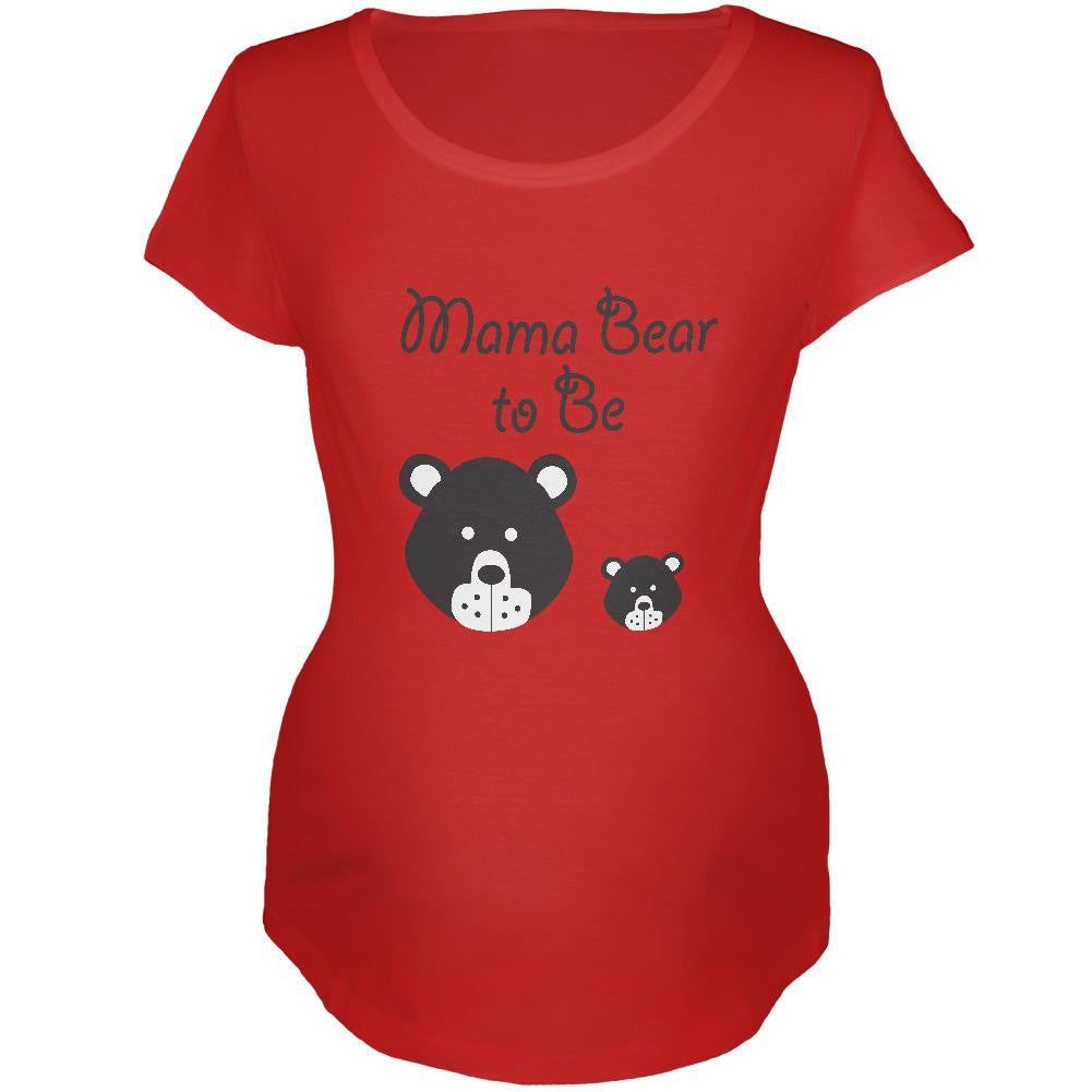 Mama Bear To Be Red Maternity Soft T-Shirt Maternity T-Shirts Old Glory 2XL Red 