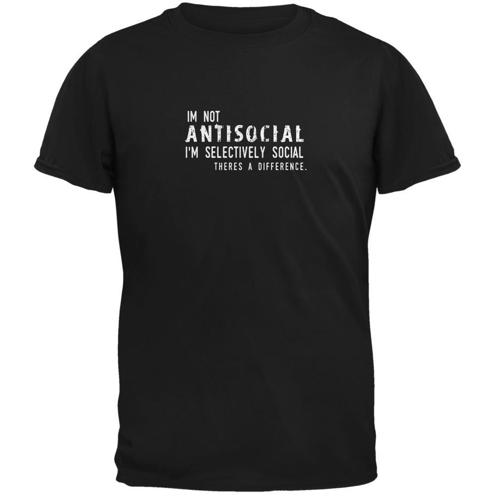 I'm Not Antisocial Black Adult T-Shirt Men's T-Shirts Old Glory 2XL Black 