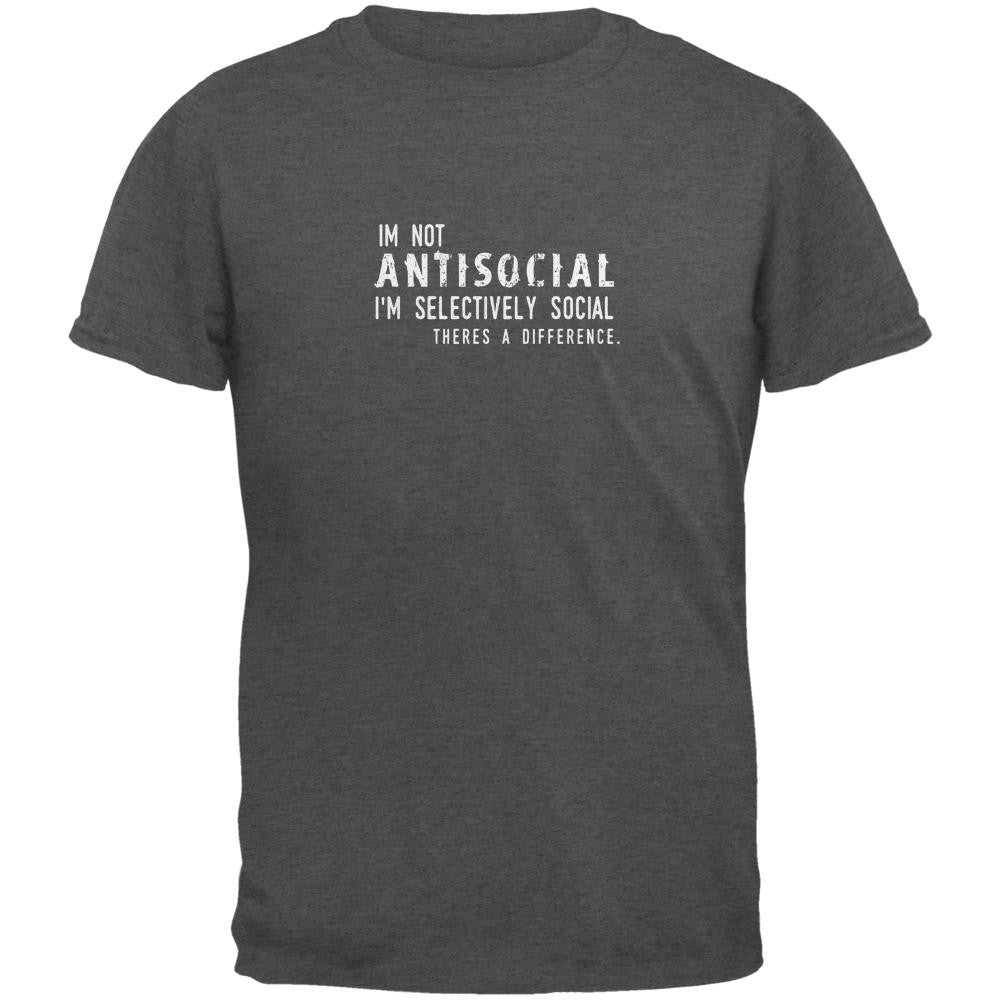 I'm Not Antisocial Dark Heather Adult T-Shirt Men's T-Shirts Old Glory 2XL Grey 