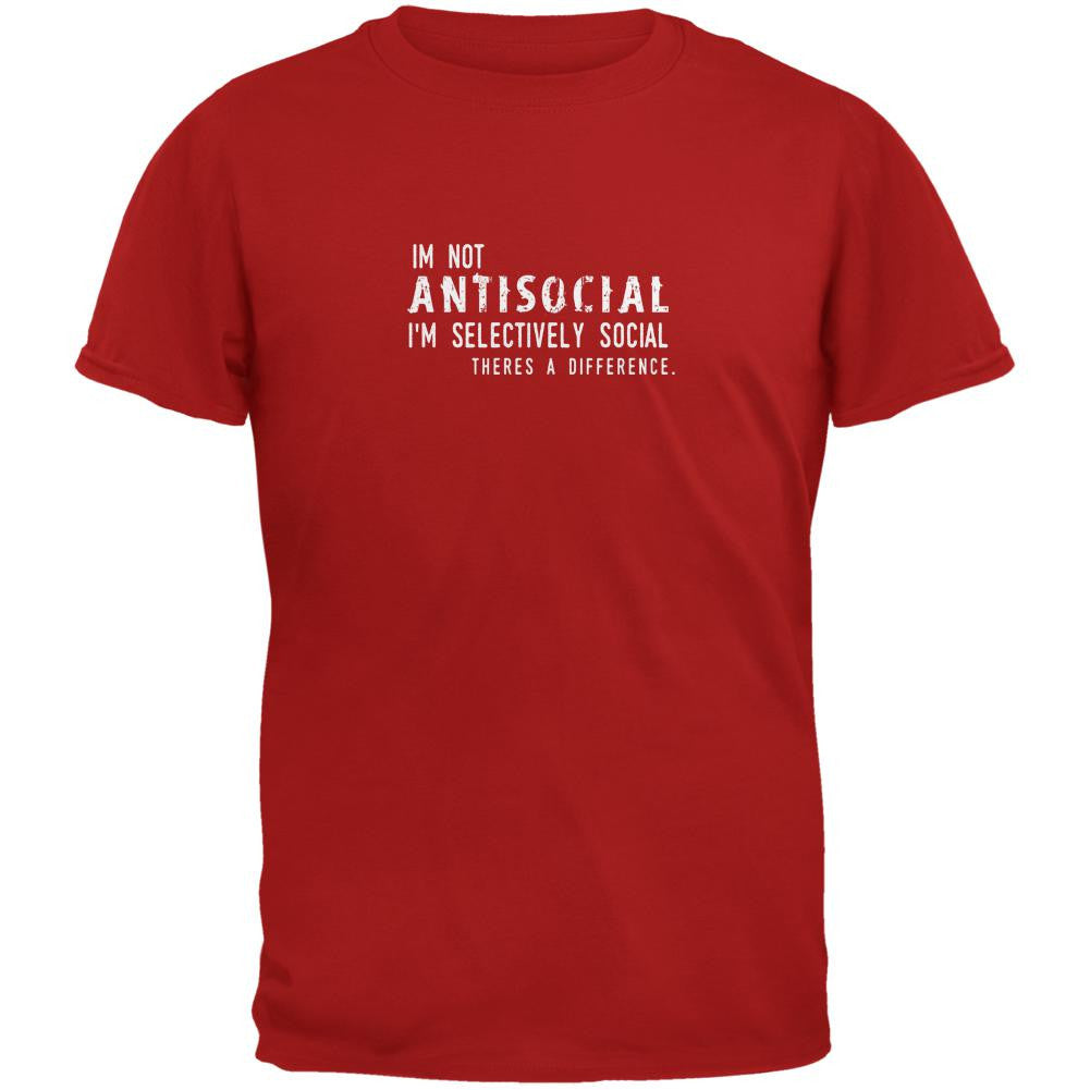 I'm Not Antisocial Red Adult T-Shirt Men's T-Shirts Old Glory 2XL Red 