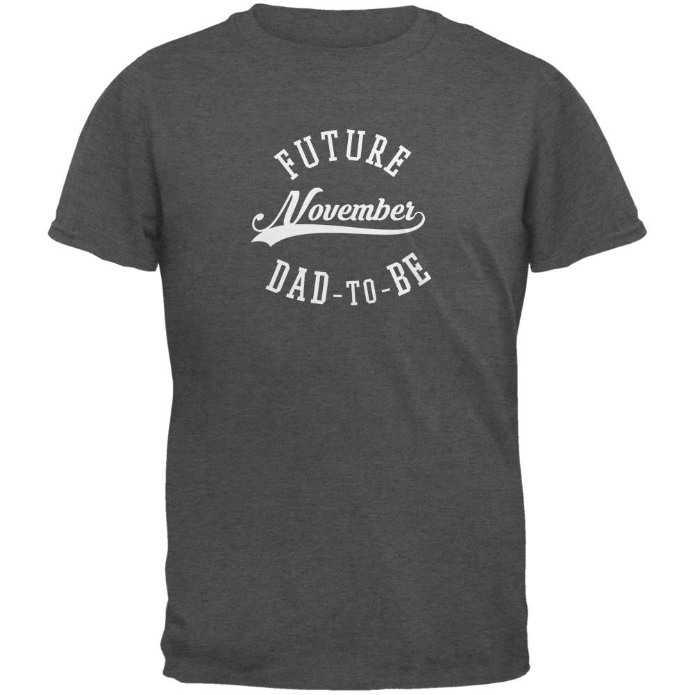 November Dad to Be Dark Heather Adult T-Shirt Men's T-Shirts Old Glory 2XL Grey 