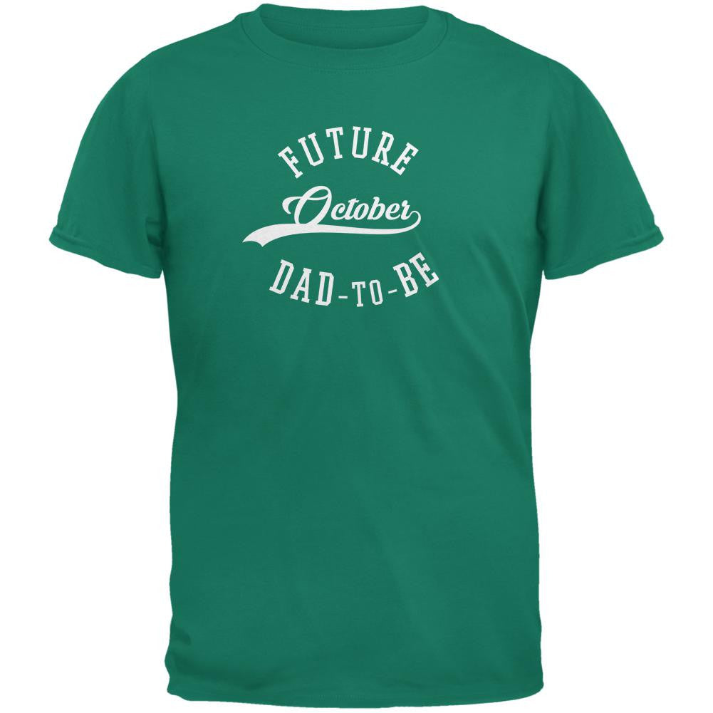 October Dad to Be Jade Green Adult T-Shirt Men's T-Shirts Old Glory 2XL Green 