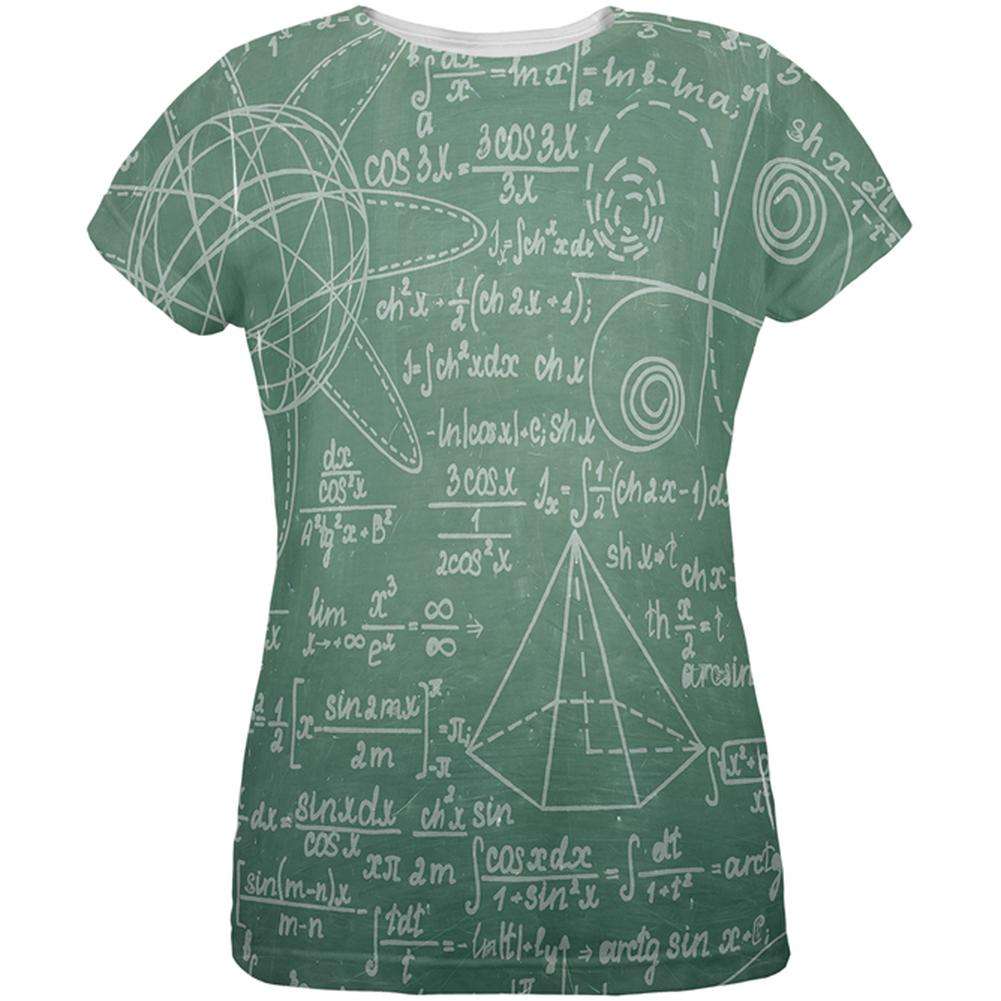 Math Geek Formulas Chalkboard All Over Womens T-Shirt Women's T-Shirts Old Glory 2XL Multi 