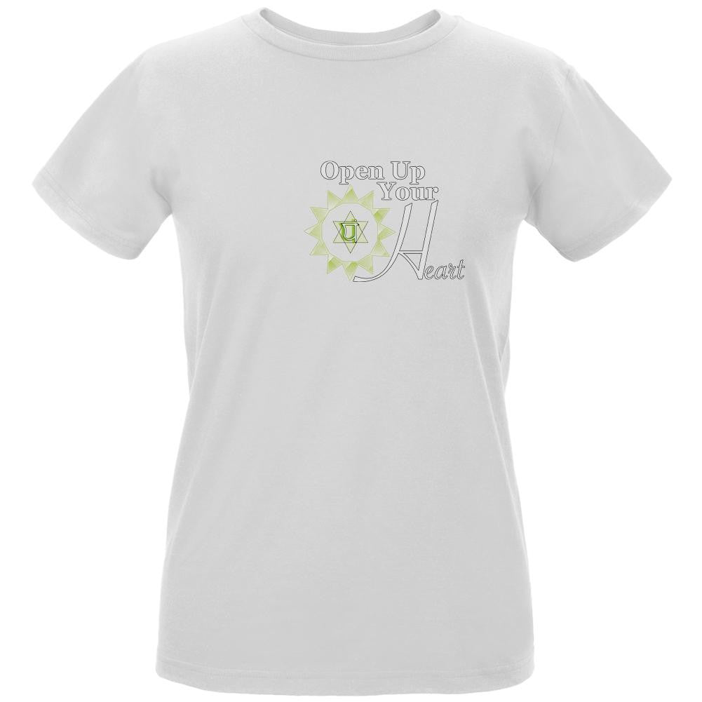 Open Up Your Heart White Womens Organic T-Shirt Women's T-Shirts Old Glory LG White 