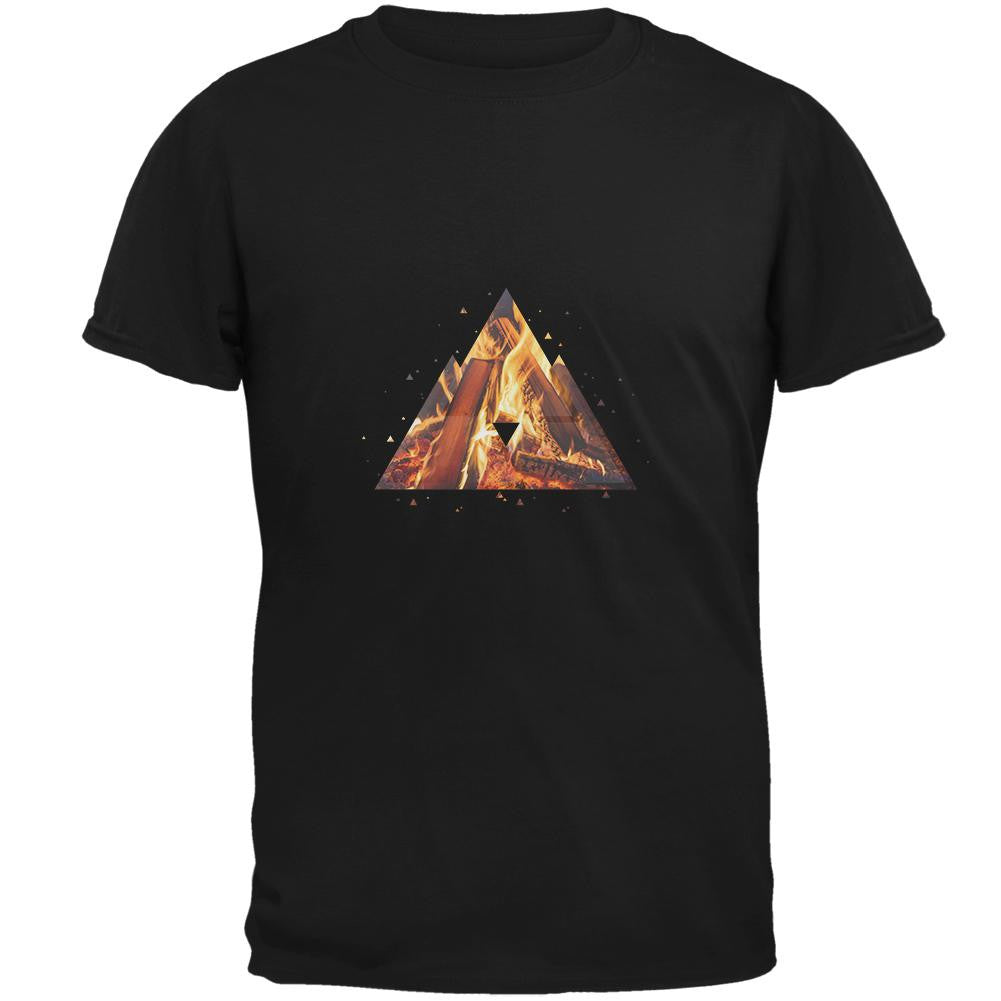 Three Triangle Fire Black Adult T-Shirt Men's T-Shirts Old Glory 2XL Black 