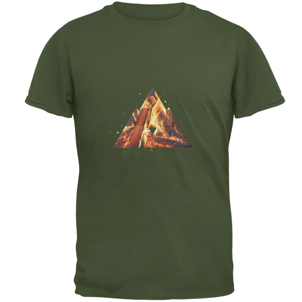 Three Triangle Fire Military Green Adult T-Shirt Men's T-Shirts Old Glory 2XL Green 