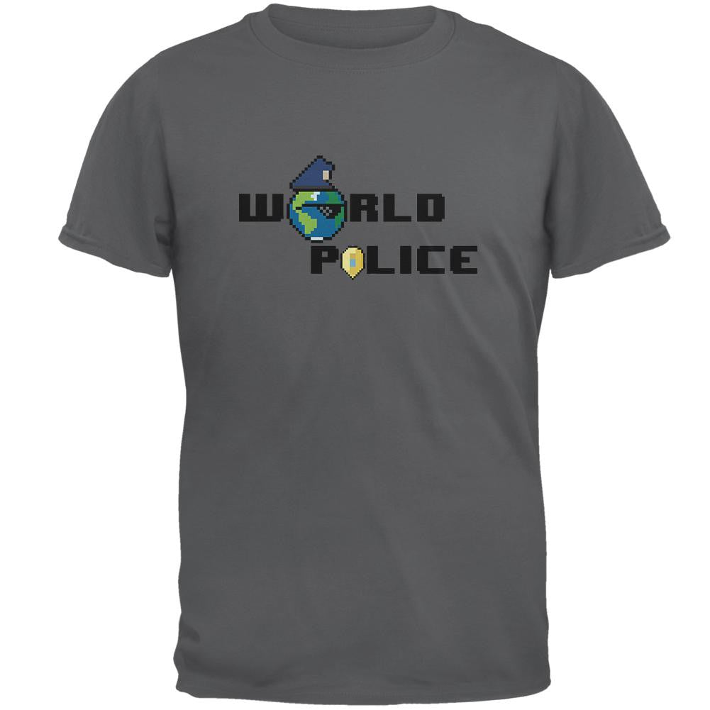 World Police Charcoal Grey Adult T-Shirt Men's T-Shirts Old Glory 2XL Grey 