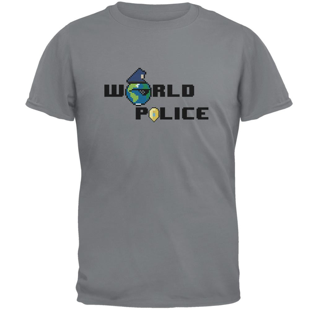 World Police Gravel Grey Adult T-Shirt Men's T-Shirts Old Glory 2XL Grey 