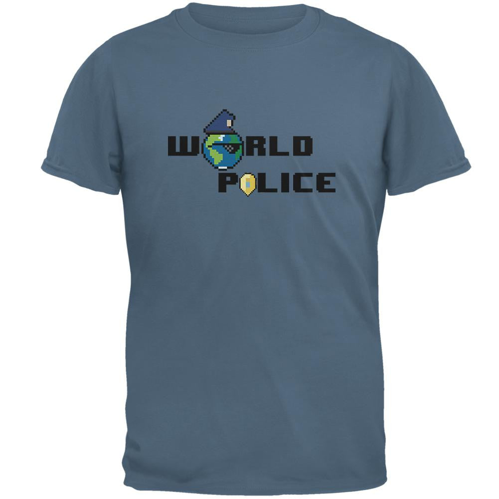 World Police Indigo Blue Adult T-Shirt Men's T-Shirts Old Glory 2XL Blue 