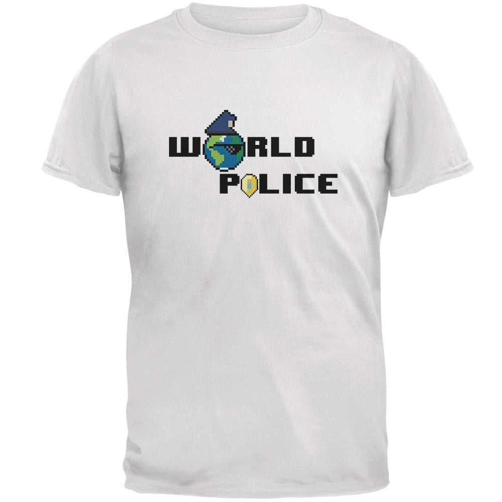 World Police White Adult T-Shirt Men's T-Shirts Old Glory 2XL White 