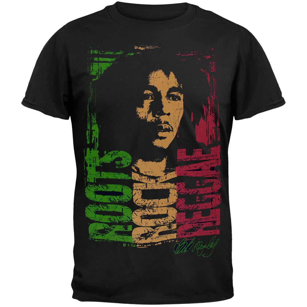 Bob Marley - Roots Rock Reggae Adult T-Shirt Men's T-Shirts Bob Marley SM Black 