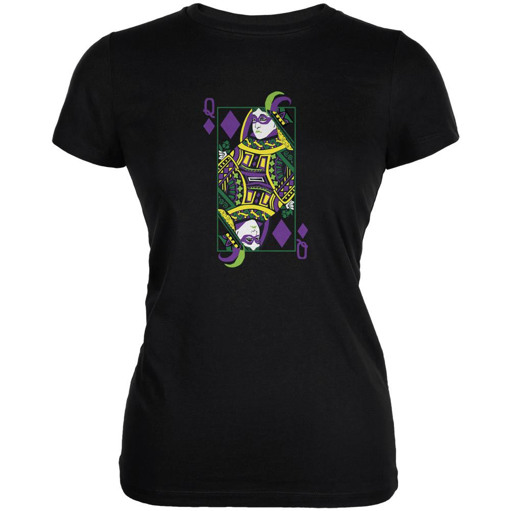 Mardi Gras Queen of Diamonds Black Juniors Soft T-Shirt Juniors T-Shirts Old Glory 2XL Black 