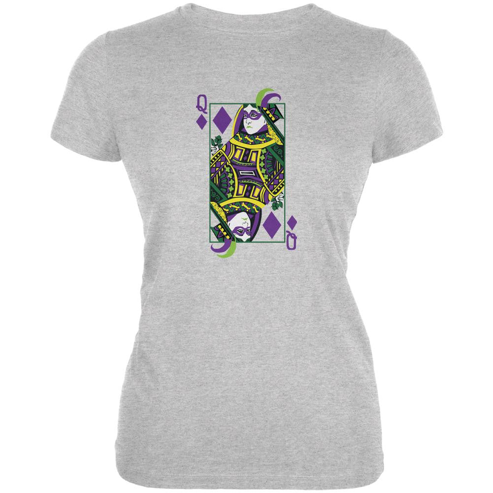 Mardi Gras Queen of Diamonds Heather Grey Juniors Soft T-Shirt Juniors T-Shirts Old Glory 2XL Grey 