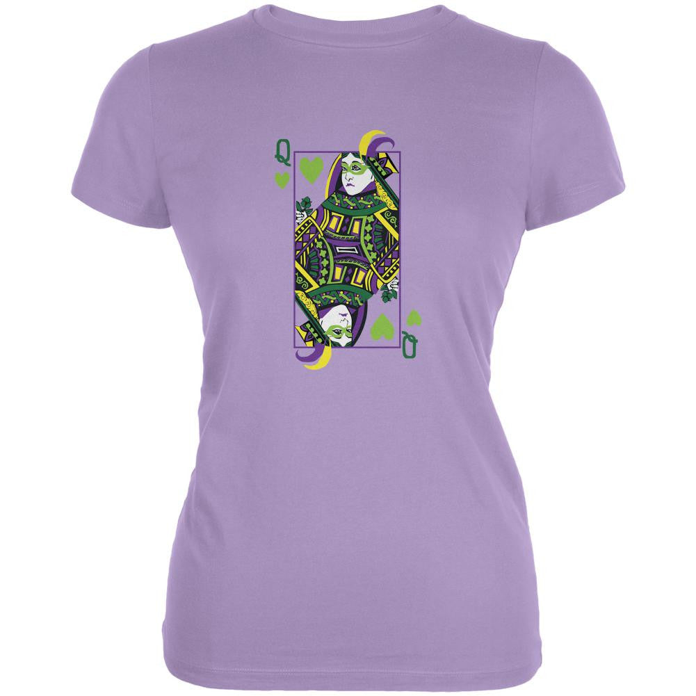 Mardi Gras Queen of Hearts Lavender Juniors Soft T-Shirt Juniors T-Shirts Old Glory LG Purple 